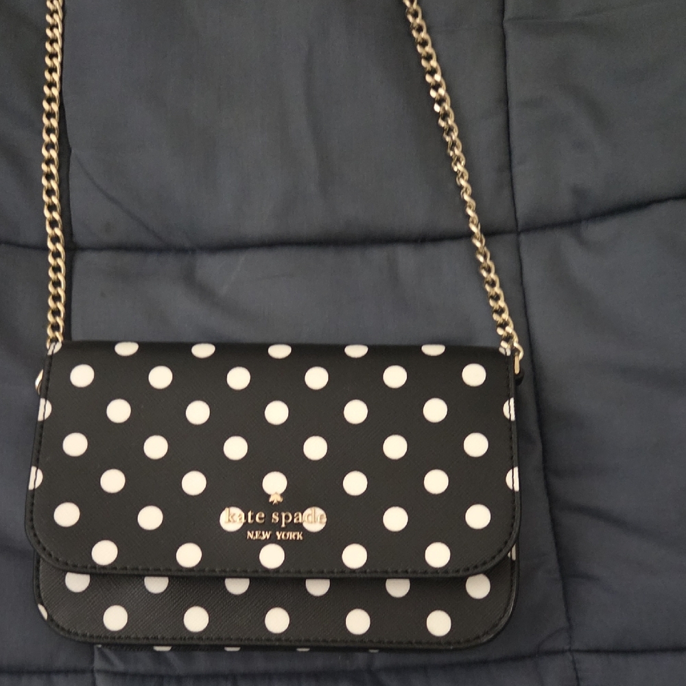 kate spade Black and White Polka Dot Chain Crossbody